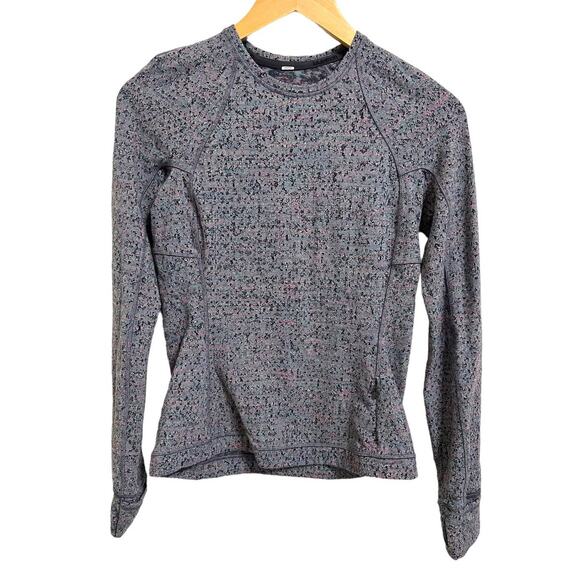 Lululemon‎ Runderful Long Sleeve Neon Tweed Jacquard Battleship Electric Coral - Picture 1 of 7